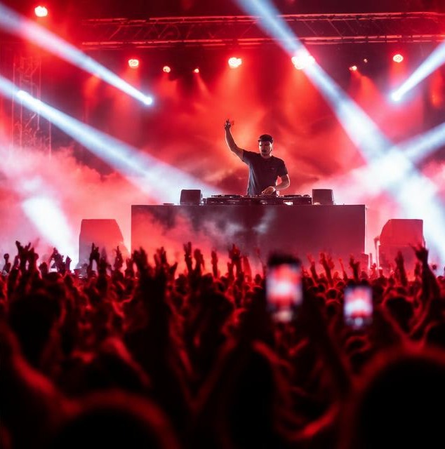 Illustrative photo of a concert DJ performing for a crowd